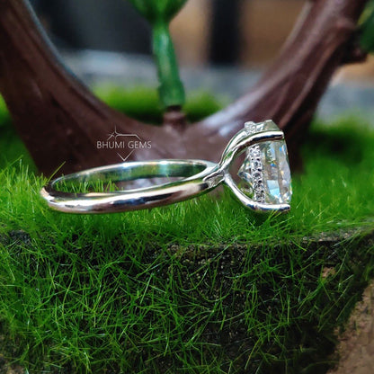 3.26TCW Oval Cut Colorless VVS1 Moissanite Engagement Ring - view 4