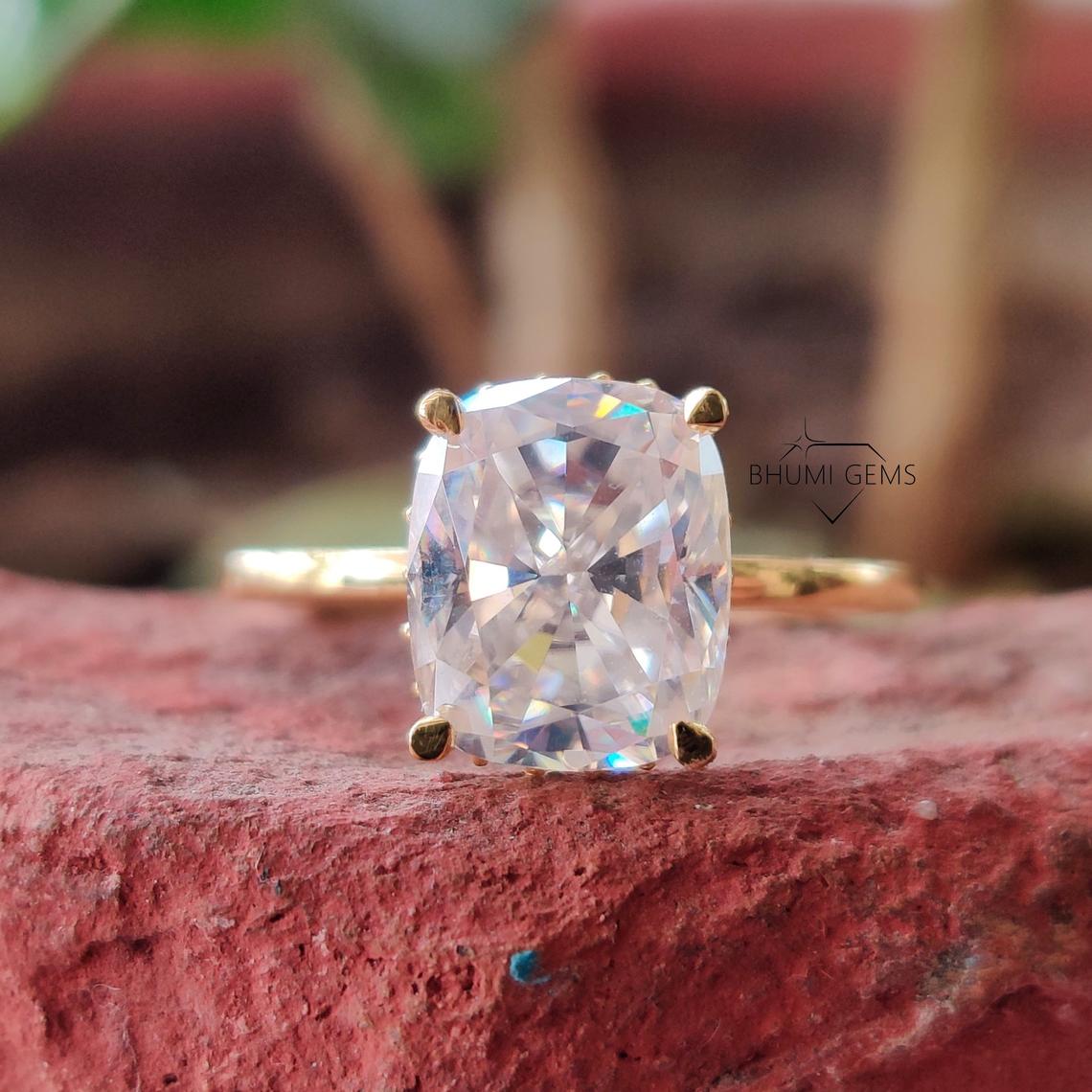 3.18 TCW Elongated Cushion Cut Moissanite Engagement Ring - view 3