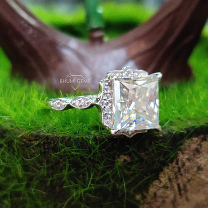 3.29TCW Princess Moissanite Engagement Ring - view 3