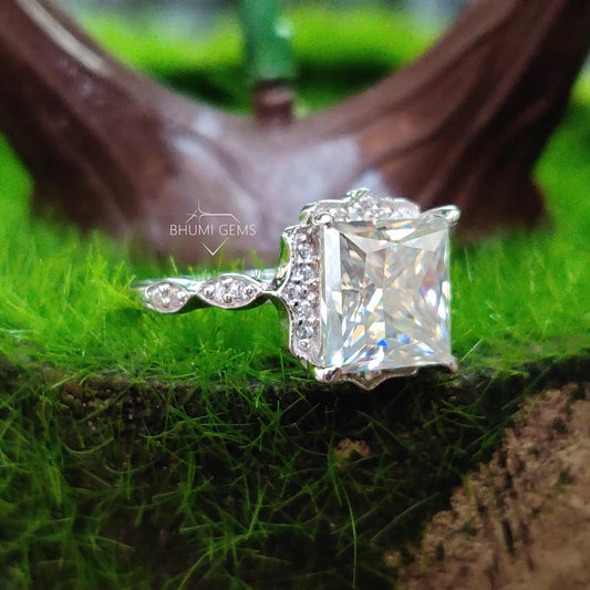 3.29TCW Princess Moissanite Engagement Ring - view 3