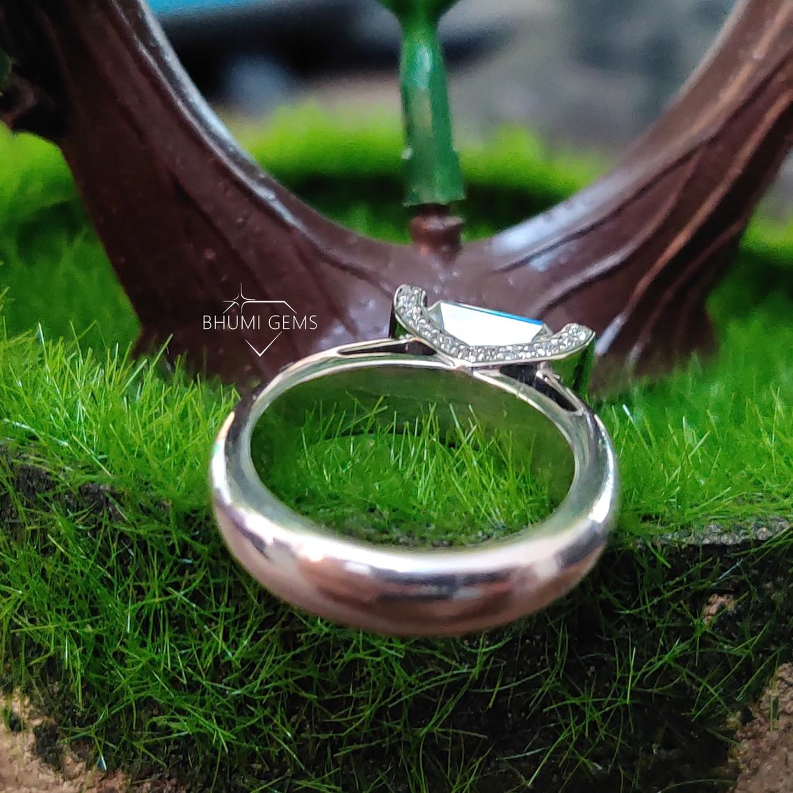 3.36TCW Emerald Cut Colorless Moissanite Engagement Ring - view 4