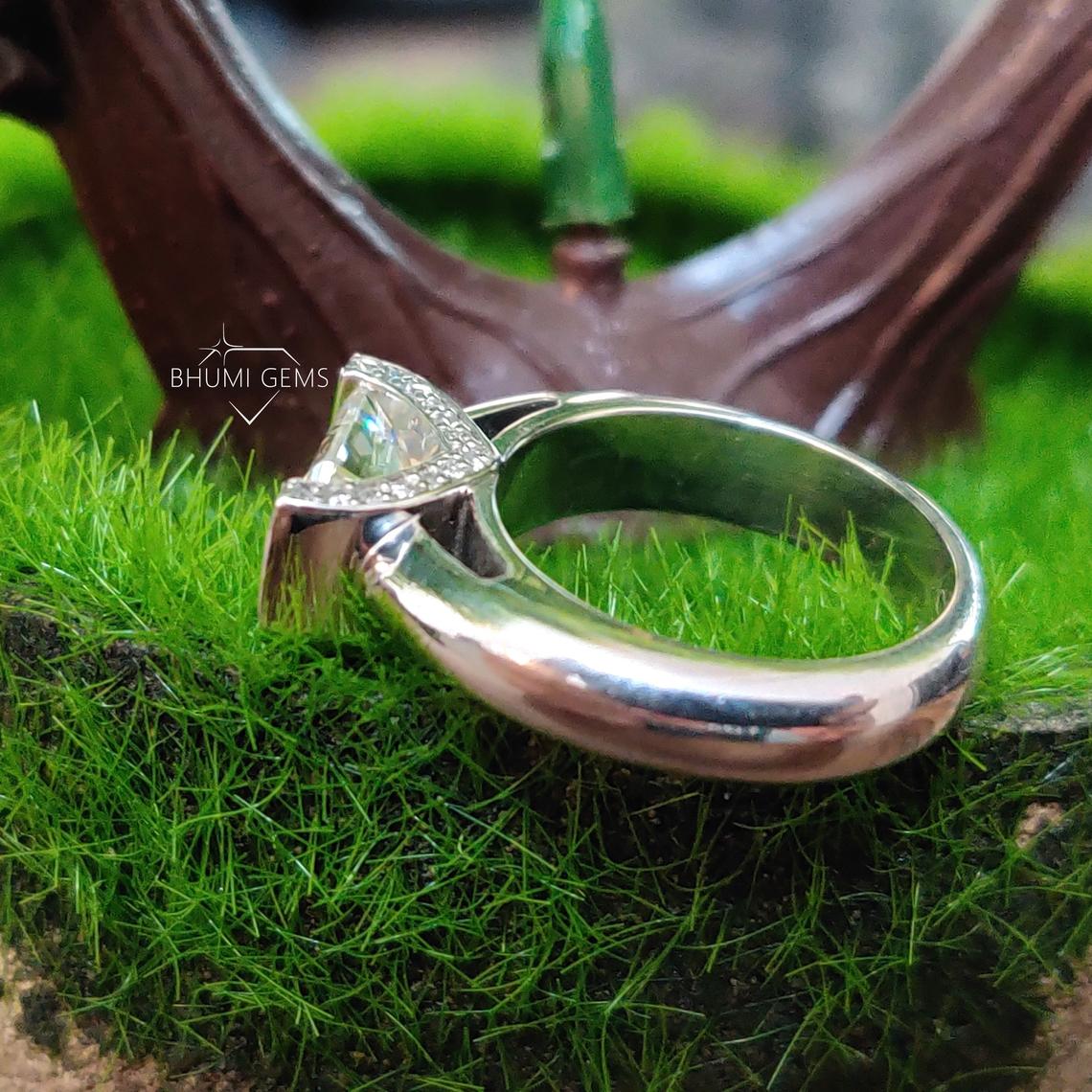 3.36TCW Emerald Cut Colorless Moissanite Engagement Ring - view 5