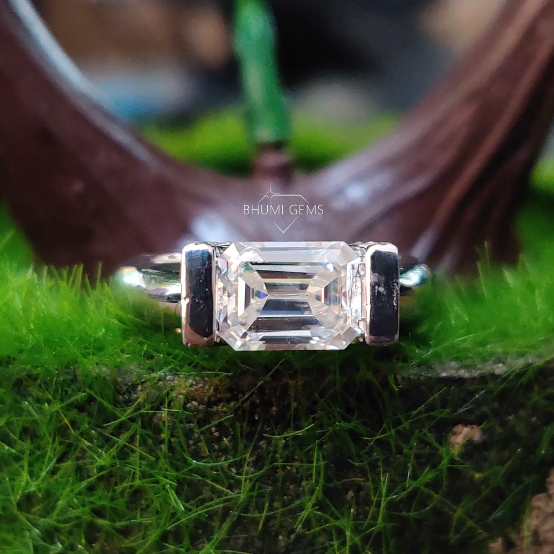 3.36TCW Emerald Cut | Colorless Moissanite Engagement Ring