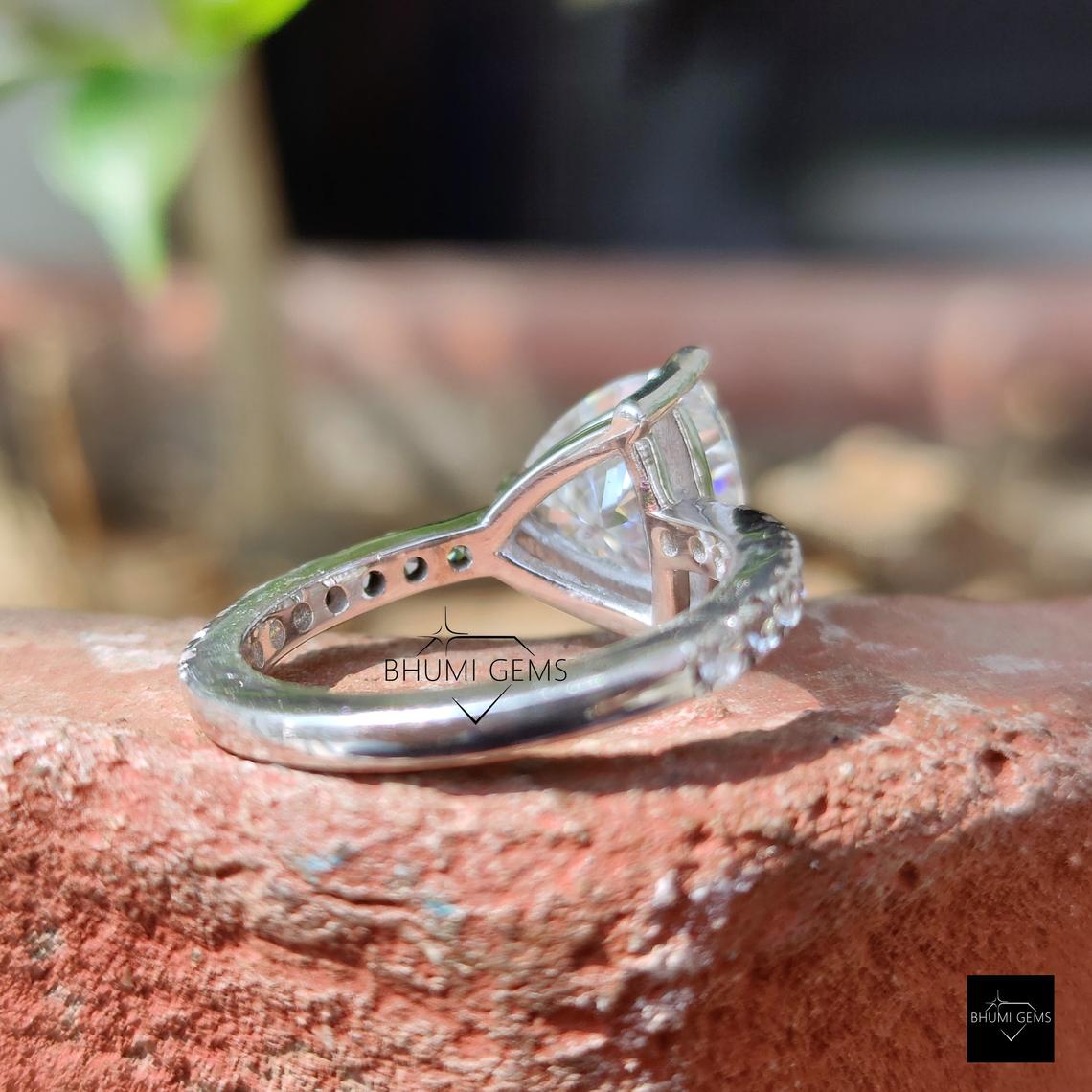 3.18 TCW Trillion Cut Moissanite Solitaire Engagement Ring - view 4
