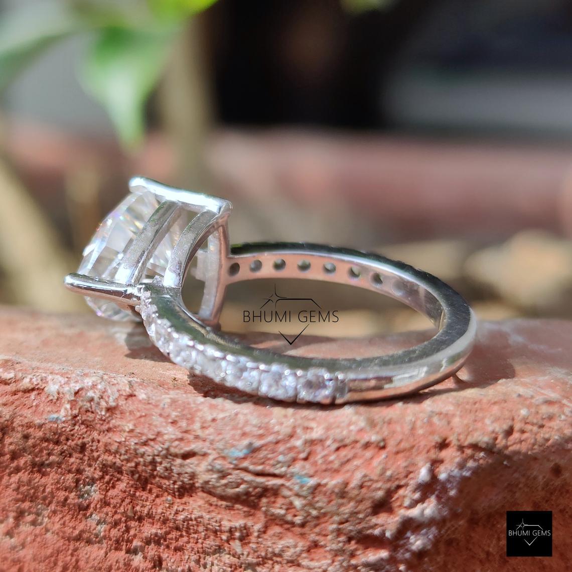 3.18 TCW Trillion Cut Moissanite Solitaire Engagement Ring - view 5
