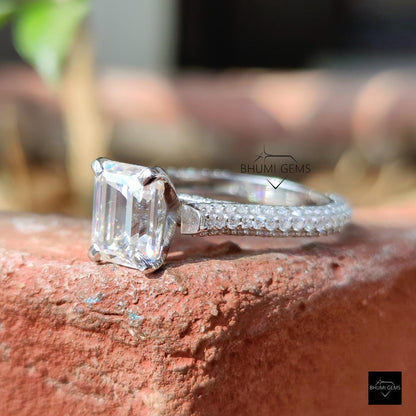2.34 TCW Emerald Cut Moissanite Engagement Ring - view 2