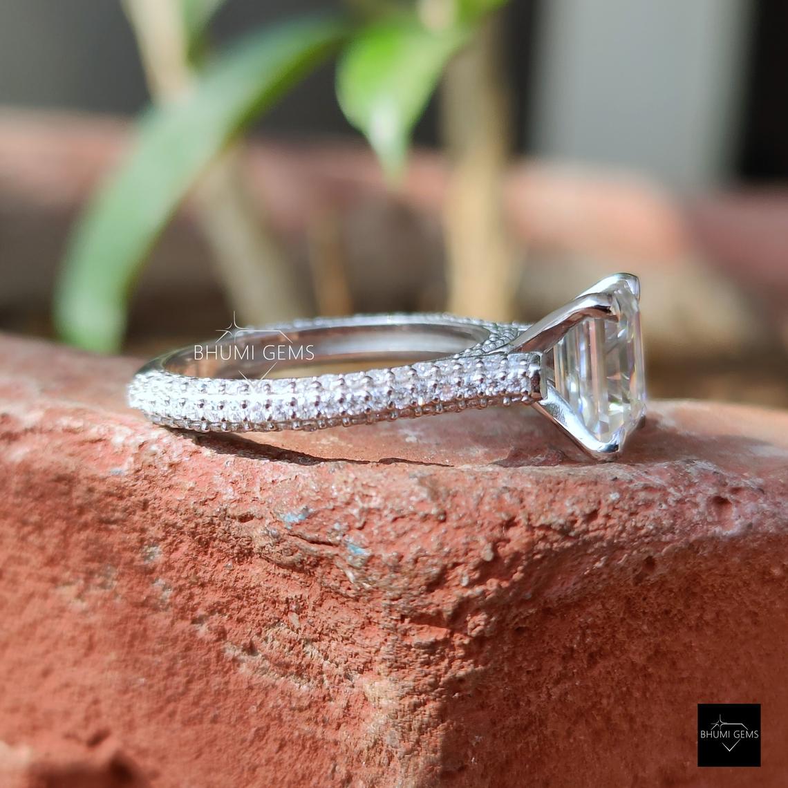2.34 TCW Emerald Cut Moissanite Engagement Ring - view 4