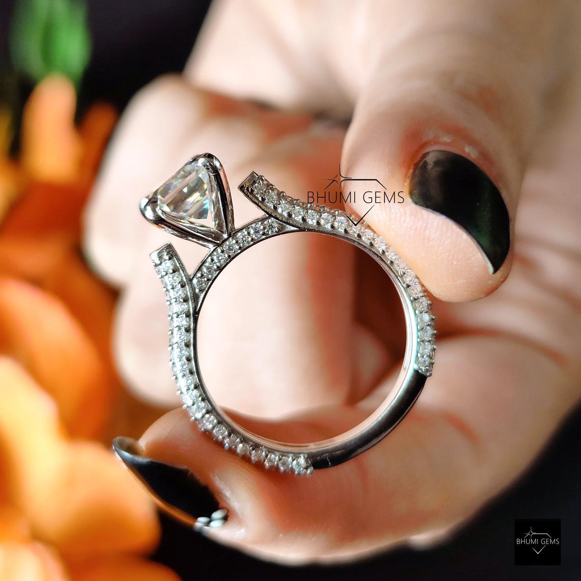 2.34 TCW Emerald Cut Moissanite Engagement Ring - view 5