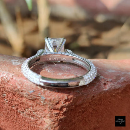 2.34 TCW Emerald Cut Moissanite Engagement Ring - view 3