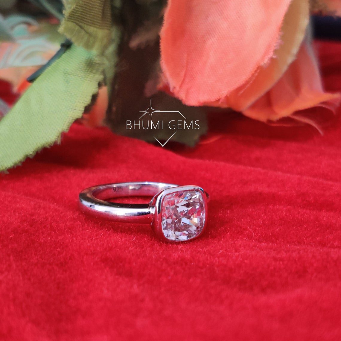3.50CT Cushion Excellent Brilliant Colorless Diamond Moissanite Engagement Ring - view 4