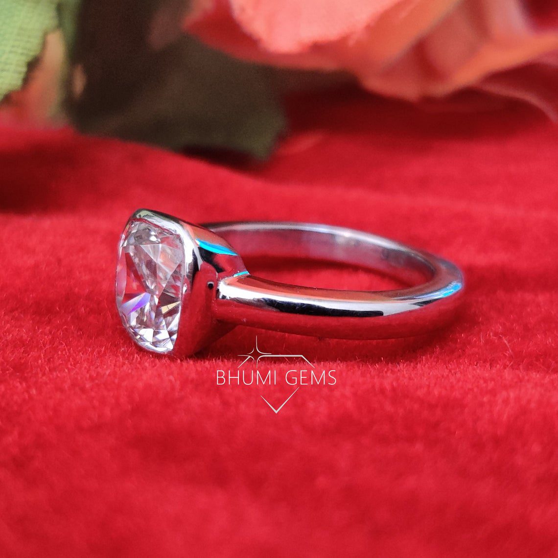 3.50CT Cushion Excellent Brilliant Colorless Diamond Moissanite Engagement Ring - view 3