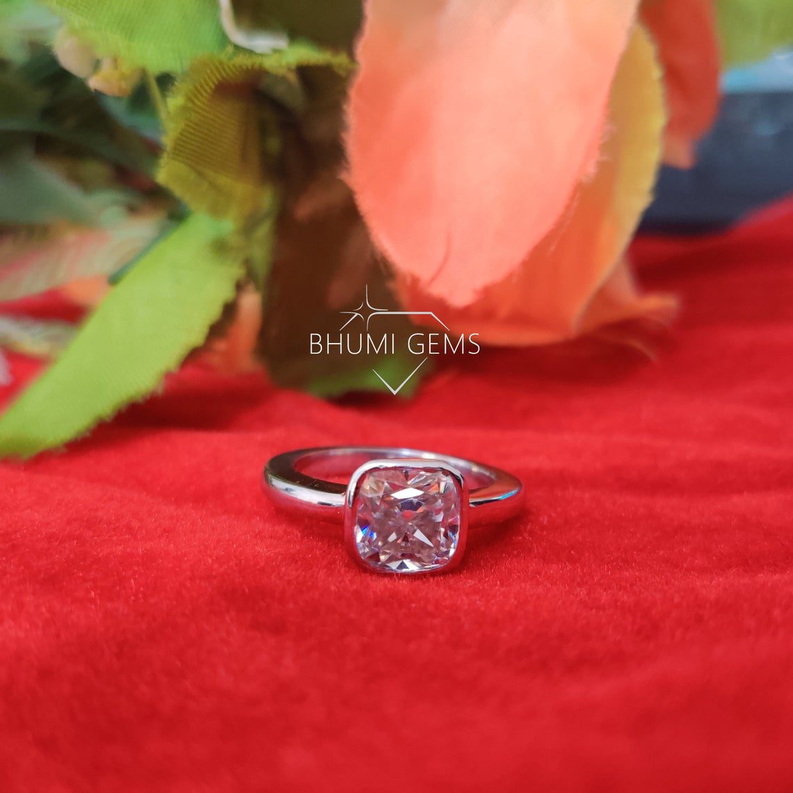 3.50CT Cushion Excellent Brilliant Colorless Diamond Moissanite Engagement Ring - view 5