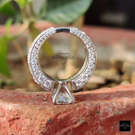 3.57TCW Asscher Moissanite Engagement Ring, Bridal Ring Set, Antique Ring, Vintage Ring, Solitaire Accented Art Deco Ring Anniversary Gift