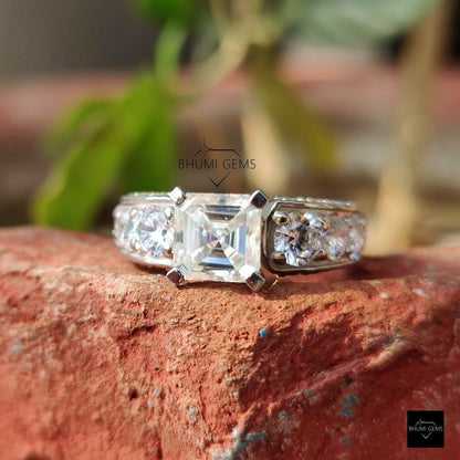 3.57TCW Asscher Moissanite Wedding Ring - view 3