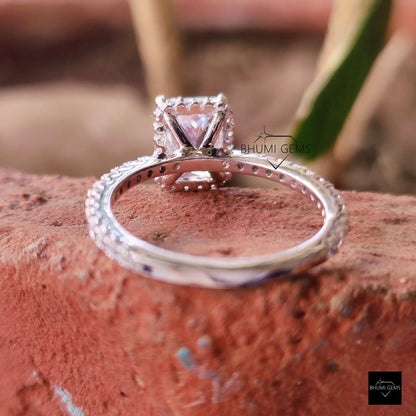3.58TCW Radiant Cut Colorless Moissanite Engagement Ring | Hidden Halo Ring | Solitaire Accented | 4 Prong Setting Anniversary Gift For Her
