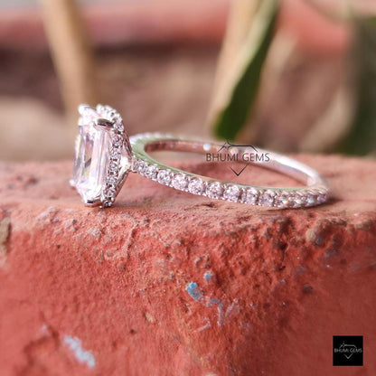 3.58TCW Radiant Cut Colorless Moissanite Engagement Ring | Hidden Halo Ring | Solitaire Accented | 4 Prong Setting Anniversary Gift For Her