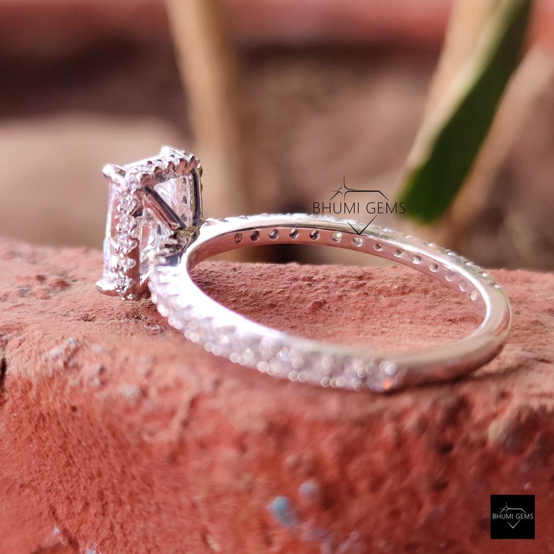 3.58TCW Radiant Cut Colorless Moissanite Engagement Ring | Hidden Halo Ring | Solitaire Accented | 4 Prong Setting Anniversary Gift For Her
