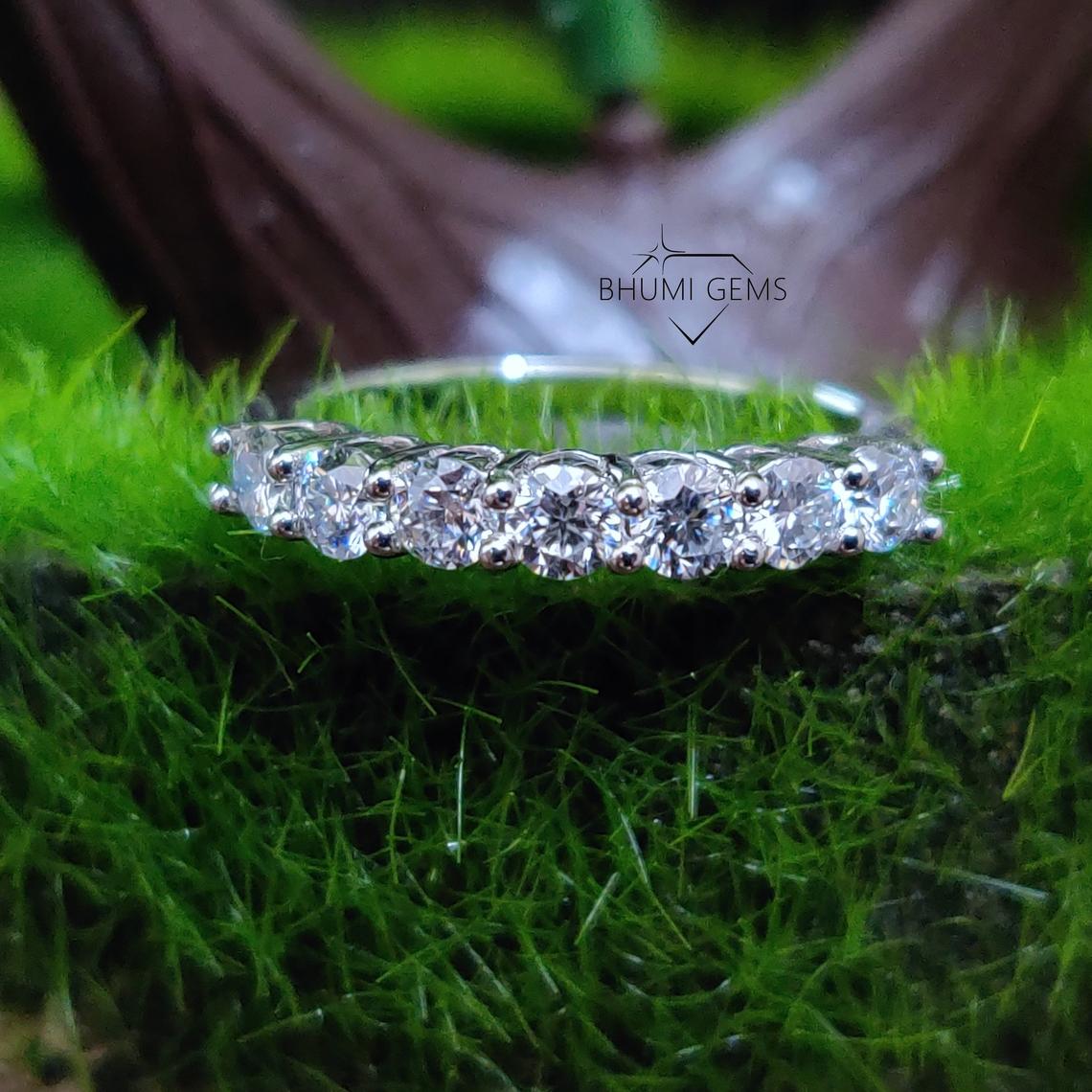 Round Cut Moissanite Wedding Band | Engagement Band Ring