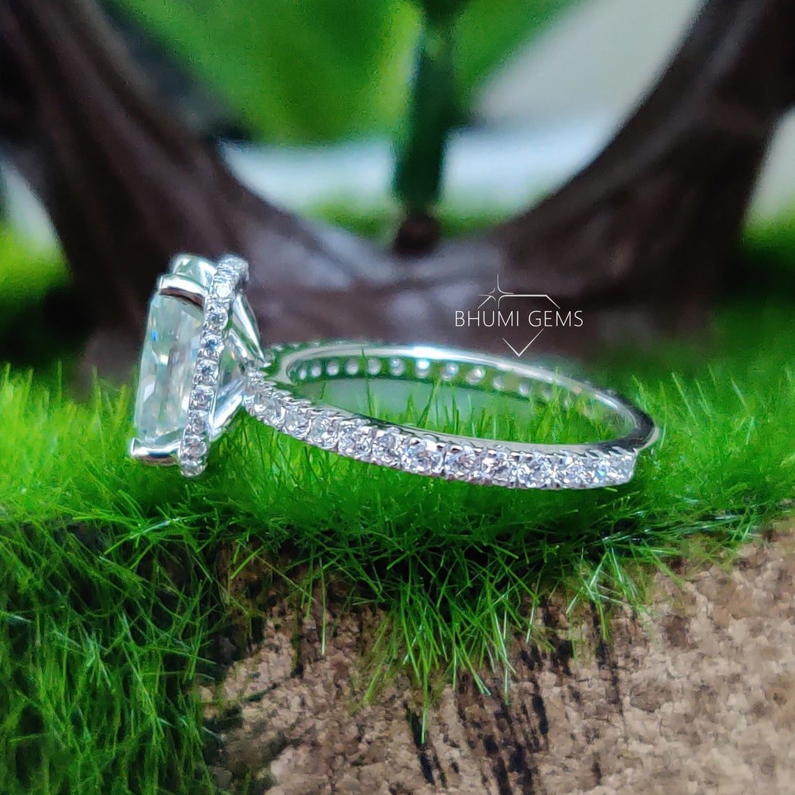 3.64CT Radiant Cut Colorless VVS1 Moissanite Engagement Ring - view 4