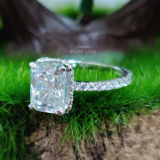 3.64CT Radiant Cut Colorless VVS1 Moissanite Engagement Ring - view 2