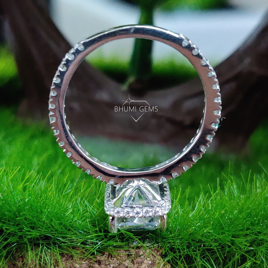 3.64CT Radiant Cut Colorless VVS1 Moissanite Engagement Ring - view 6