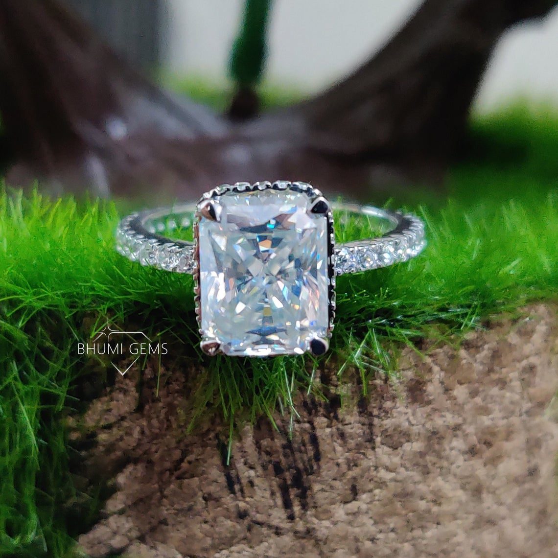 Radiant Cut & Promise Halo Anniversary Ring - Bhumigems