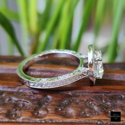 3.16 TW Oval Cut Art Deco Moissanite Ring - view 4