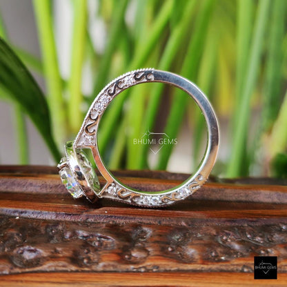 3.16 TW Oval Cut Art Deco Moissanite Ring - view 6