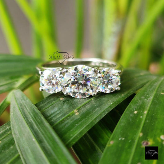 2.70 TW Round Cut Three Stone Moissanite Engagement Ring - view 2