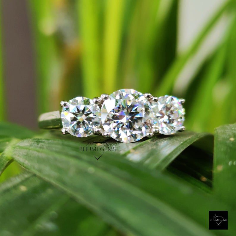 3.70TW Round Cut Moissanite Engagement Ring