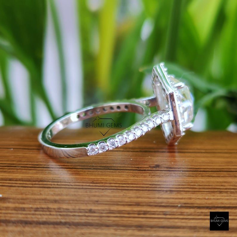 3.34 TCW Oval Rose Cut Moissanite Engagement Ring - view 5
