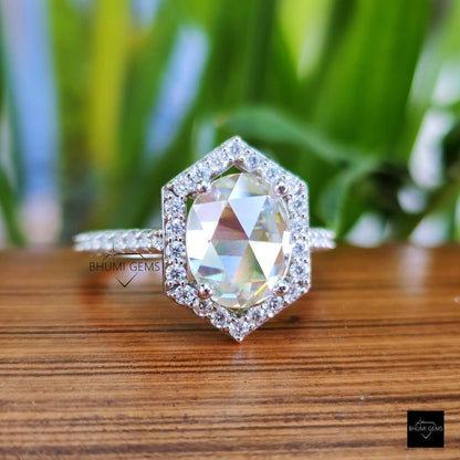 3.34 TCW Oval Rose Cut Moissanite Engagement Ring - view 6