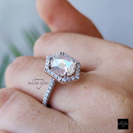 3.34 TCW Oval Rose Cut Moissanite Engagement Ring - view 3