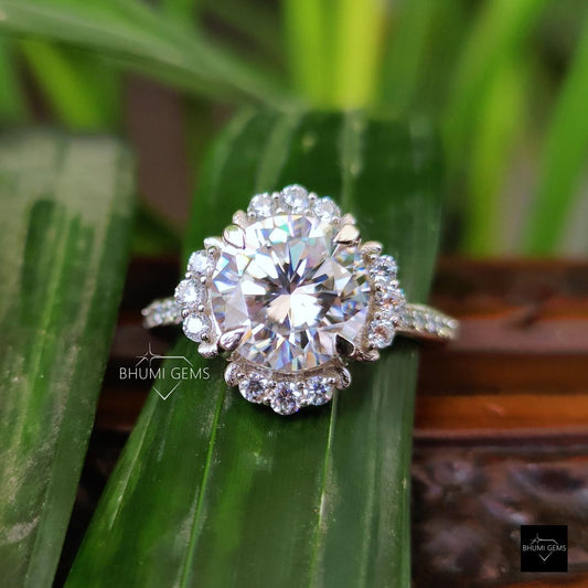 3.75 TW Round Cut Halo Engagement Ring