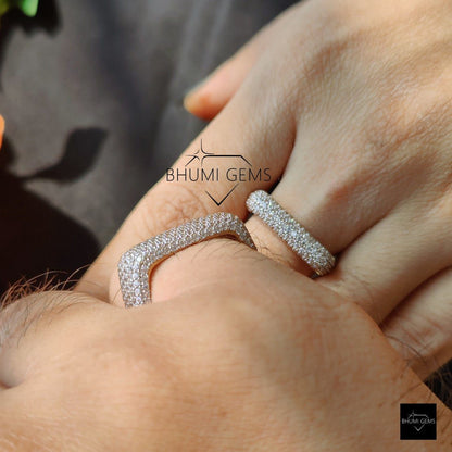 3.82 TCW Round Moissanite Couple Wedding Ring Set - view 6