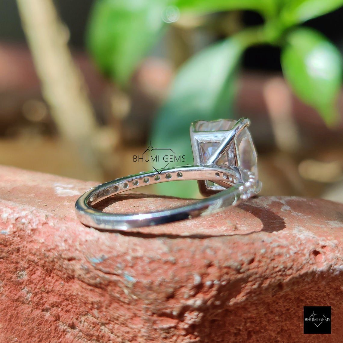 3.22TCW Cushion Elongated Moissanite Engagement Ring - view 4