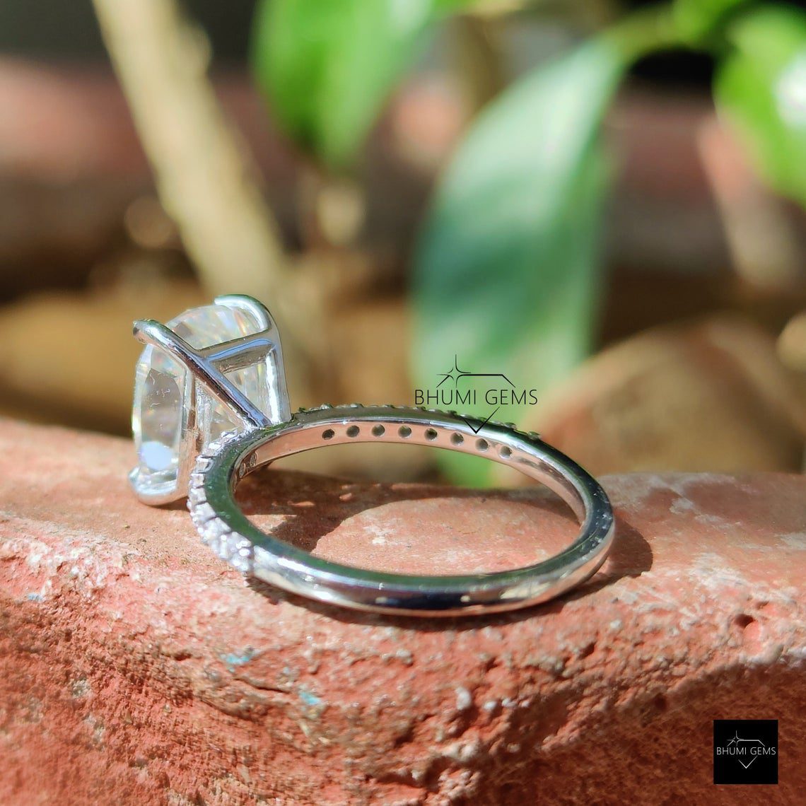 3.22TCW Cushion Elongated Moissanite Engagement Ring - view 5