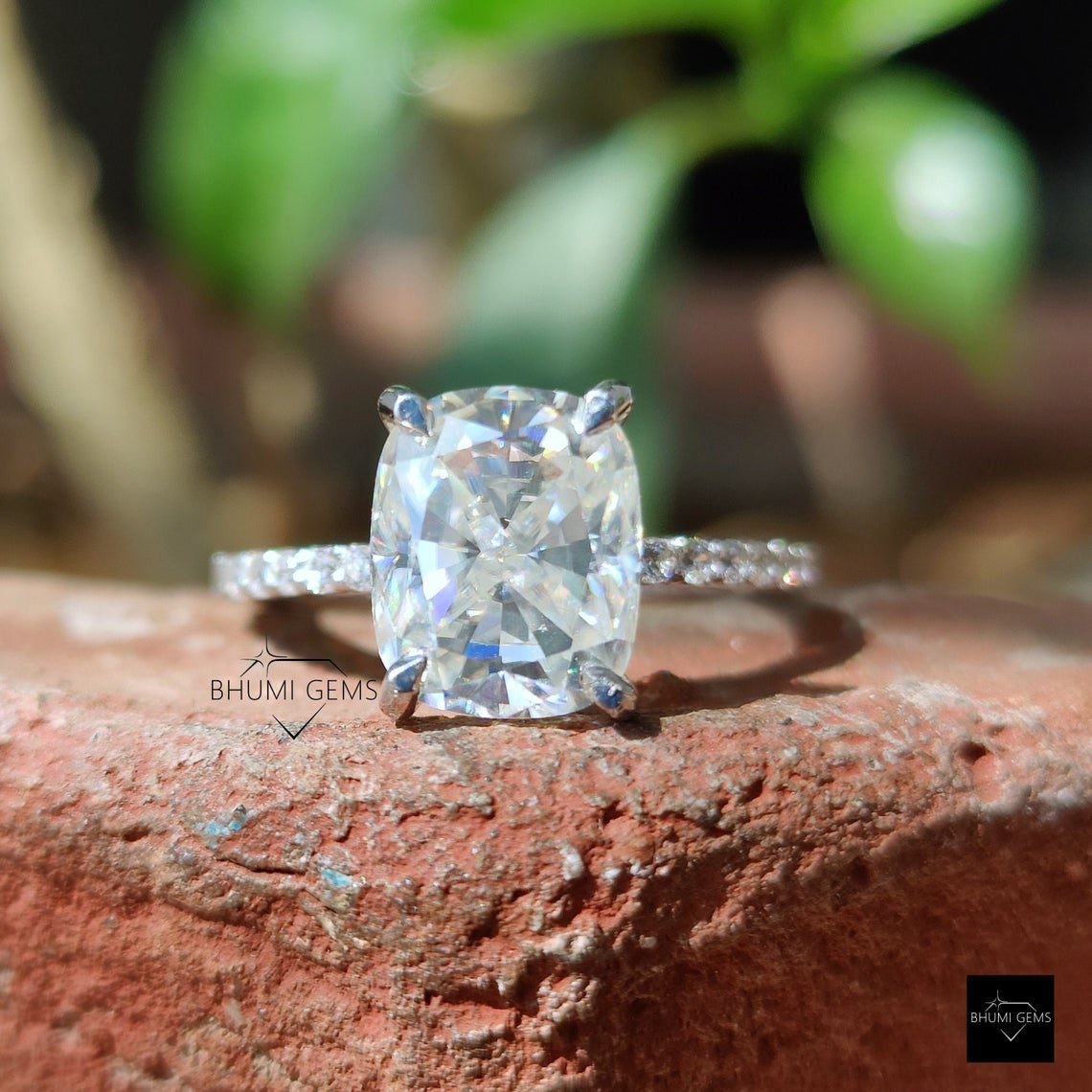 Antique Cushion Moissanite Ring