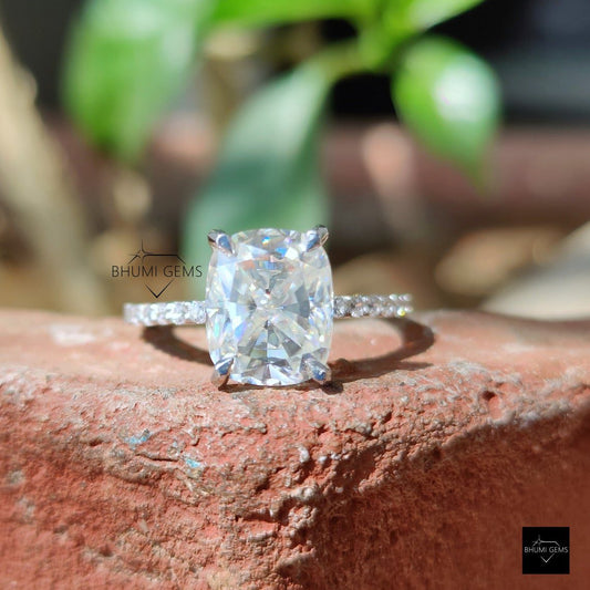 3.22TCW Cushion Elongated Moissanite Engagement Ring - view 2
