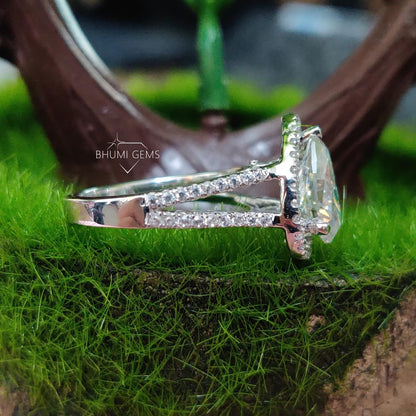 3.95TCW Pear Cut Colorless VVS1 Moissanite Engagement Ring - view 3