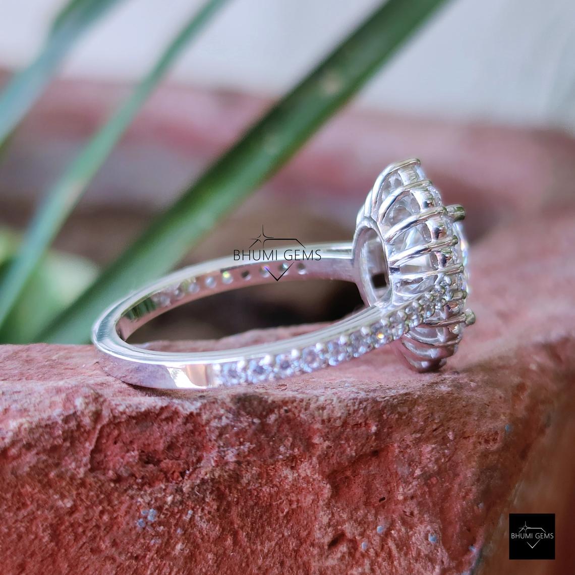 3.36TCW Oval Cut Moissanite Engagement Ring - view 4