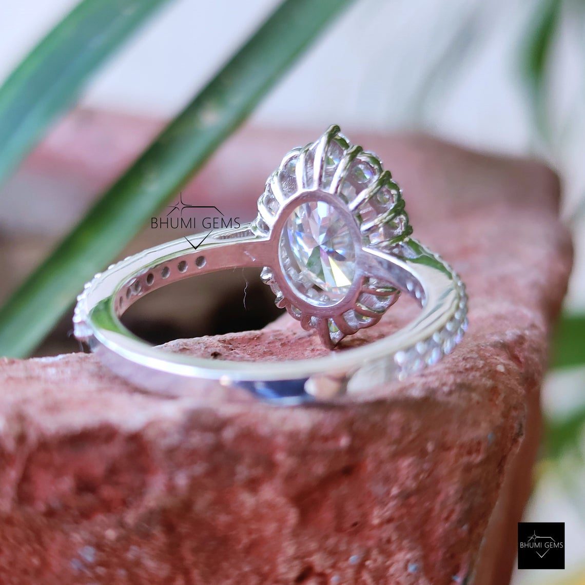 3.36TCW Oval Cut Moissanite Engagement Ring - view 5