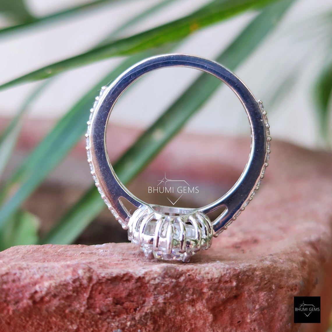 3.36TCW Oval Cut Moissanite Engagement Ring - view 6