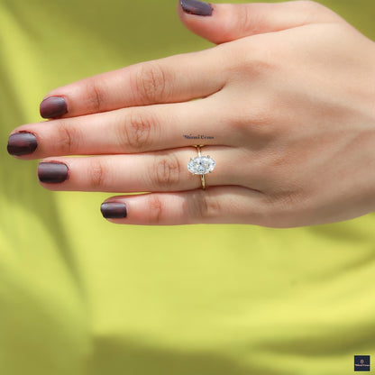 3 CT Elongated Oval Moissanite Solitaire Ring - view 3