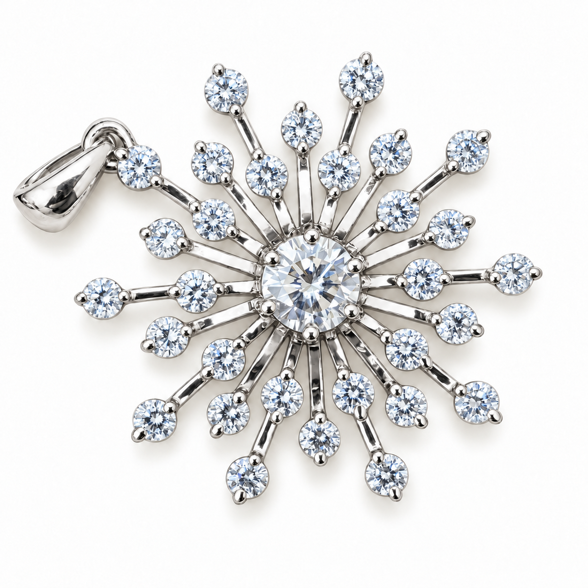 3.14 TCW Round Cut Colorless Moissanite Pendant