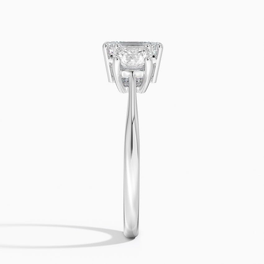Solitaire 1 CT Emerald Cut Lab Grown Diamond Three Stone Engagement Ring - view 3