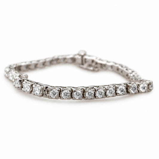 3.19 TCW round moissanite four-prong tennis bracelet in white gold