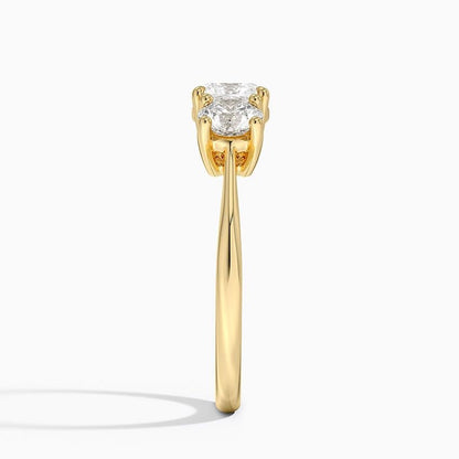 Solitaire 1 CT Cushion Cut Lab Grown Diamond Three Stone Engagement Ring - view 7