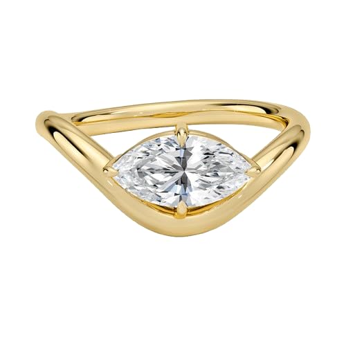 Solitaire 1 CT Marquise Cut Lab Grown Diamond Curved Band Engagement Ring - view 5