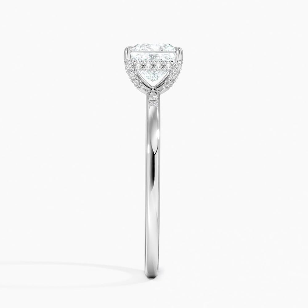 Solitaire 1 CT Princess Cut Lab Grown Diamond Hidden Halo Engagement Ring - view 3